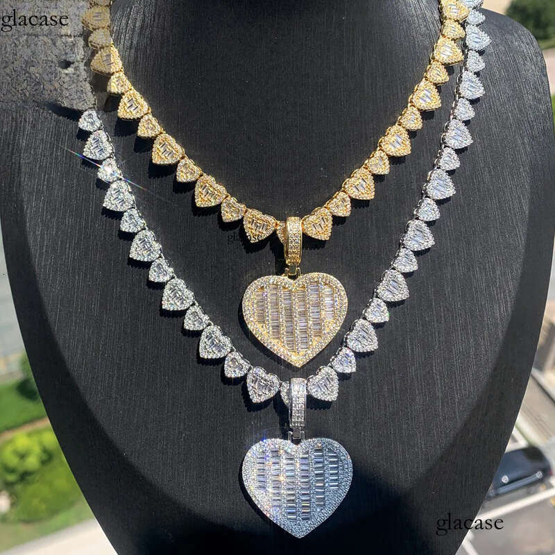 Hip Hop Pendant Necklace with Heart Shape Chain Gold Plated Jewelry c7