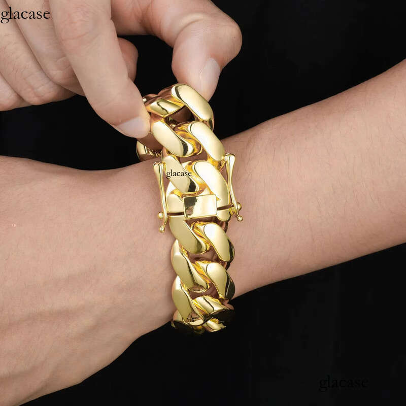 Cubana Wholesale Hip Hop Jewelry 14K Gold Plated Miami Cuban Link Chain Bracelet Heavy Solid Custom Fashion Man Women a3