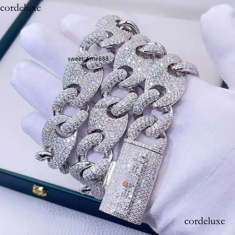 necklace moissanite chain White Gold Sier 20mm Mariner Link Iced Out Hip Hop Men Rapper Jewelry Custom Name Lock Moissanite Chain 64