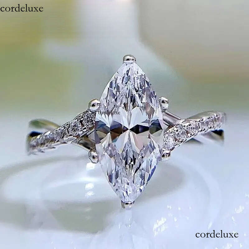 PANSYSEN 100% Sterling Sier Marquise Cut Simulated Moissanite Dia Wedding Engagement Ring Women Fine Jewelry Wholesale 04