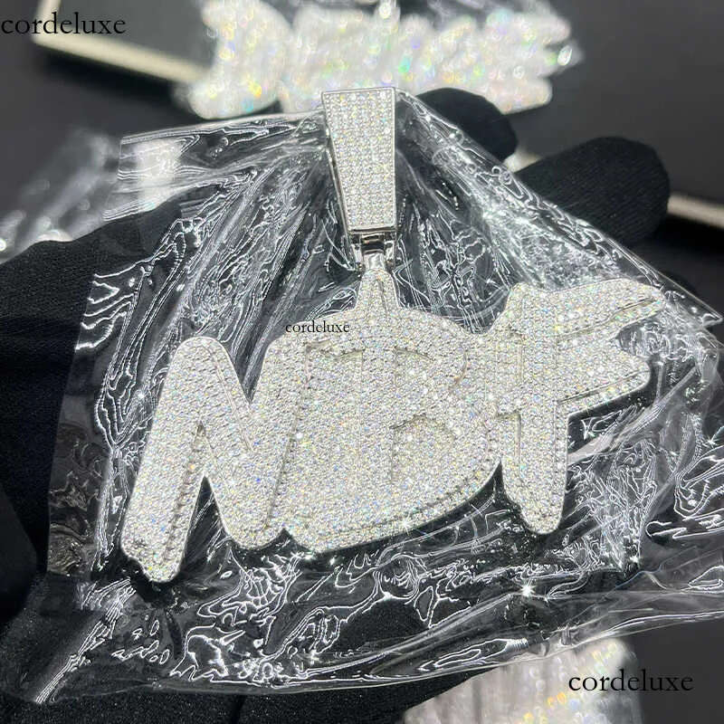 High Quality Custom Styles Letter Sier Moissanite Iced Out Name Pendant Necklace For Men Hip Hop Jewelry Gifts 2f