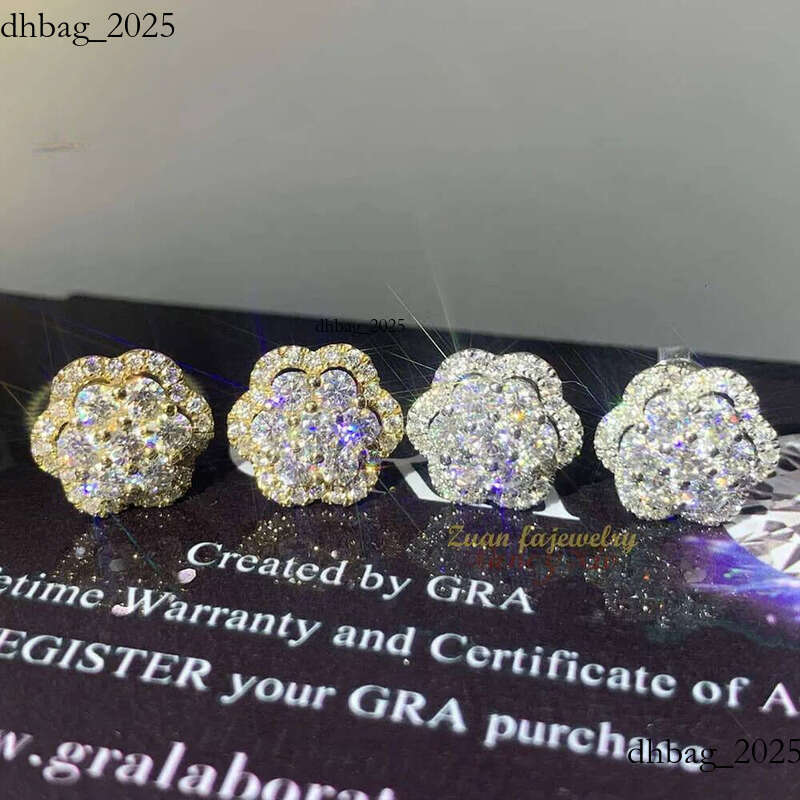 Hot Wholesale Unique Small Fancy Shiny 10K Real Gold Dia Moissanite Stud Earrings For Men