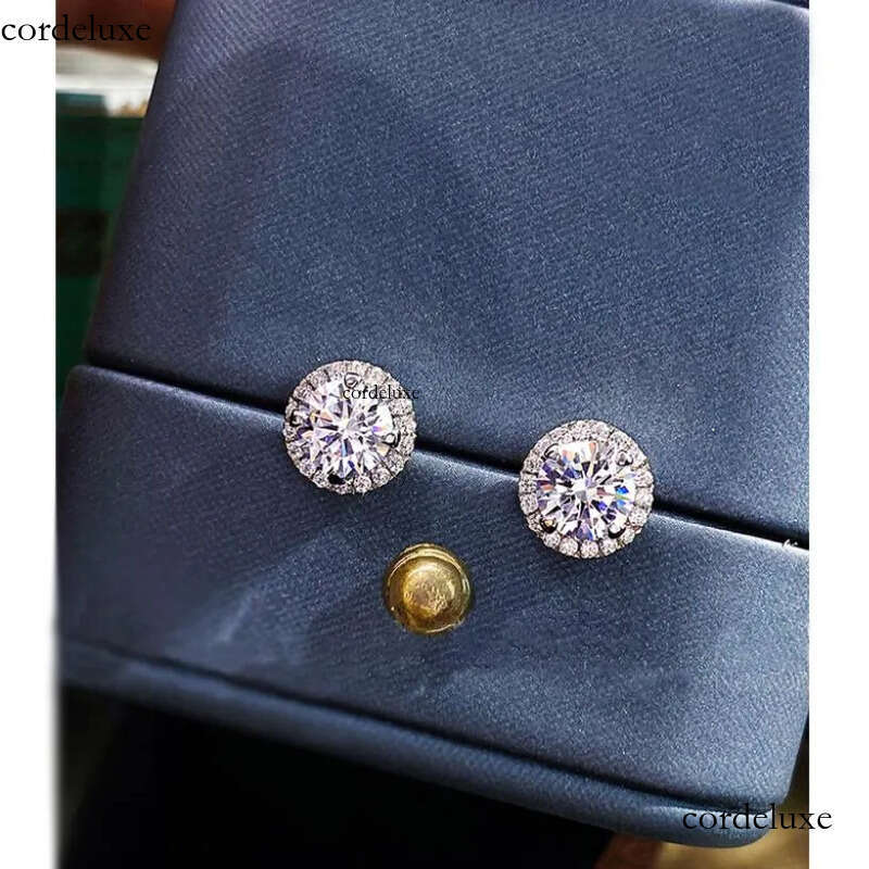 2024 Drop Ship Stud Earrings Simple Fashion jewelry Sterling Sier Round Cut 5A Cubic Zircon CZ Dia Gemstones Party Women EarringGift ae