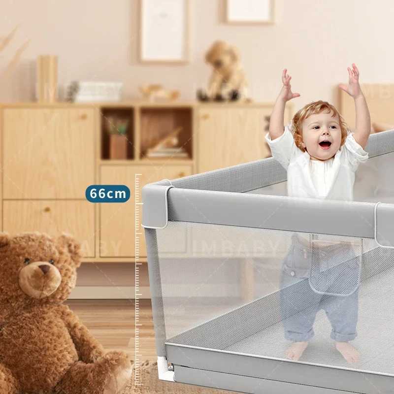 IMBABY Spacious Baby Playpen Washable Safety Barrier for Toddlers Light Gray Indoor Activity Center with EasyClean Design C250929