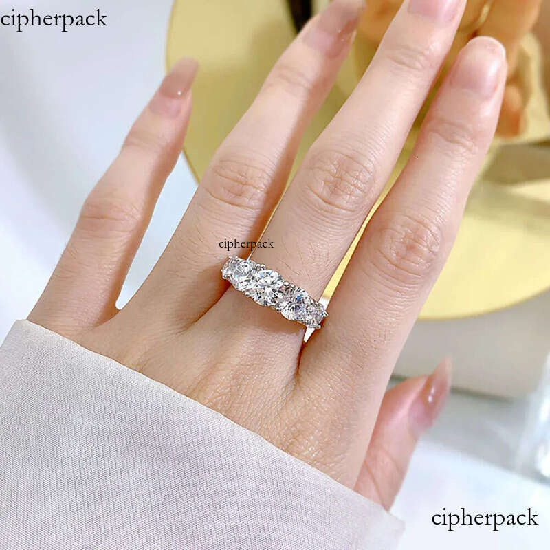 5 Stones 3.6cttw Full Moissanite Rings for Women S Sterling Sier Row Ring Plate Sparkling Dia Wedding Bands Jewelry 4c