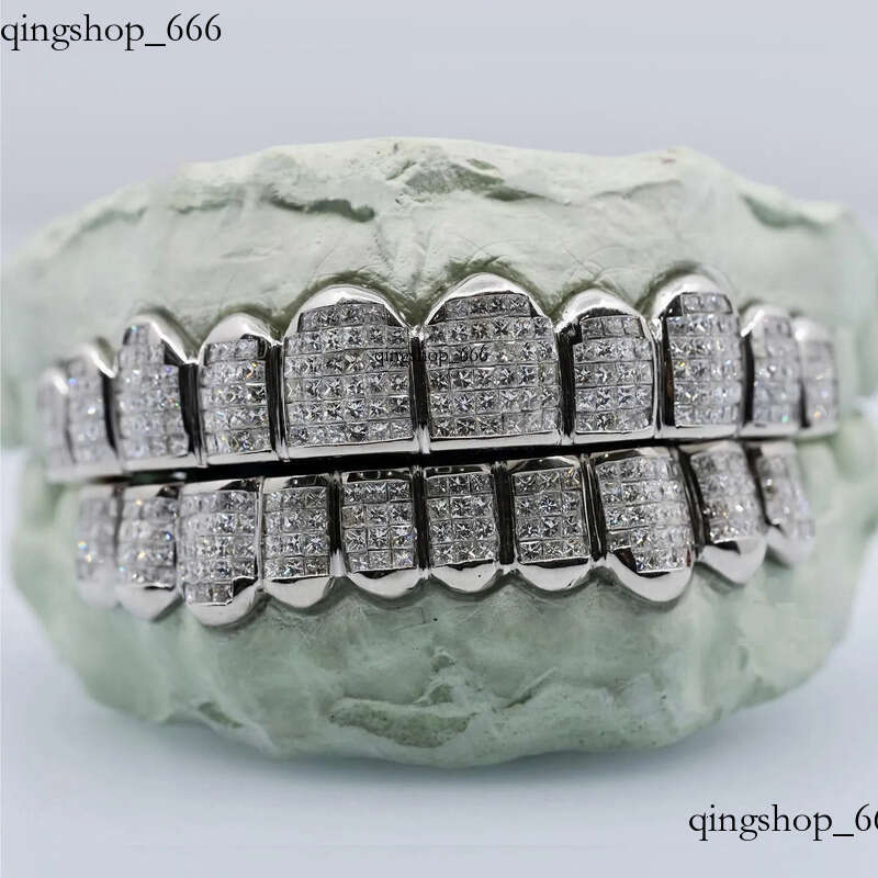 Pass Dia Tester Princess Cut Custom Moissanite Grillz Hiphop Jewelry Sier Gold Iced Out Dental Grills for Teeth 53