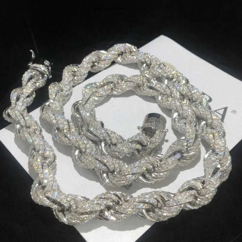 Twisted Moissanite S 10k 14k Solid Gold Hip Hop Men Jewelry Cuban Necklace Iced Out Vvs Dia Rope Chain