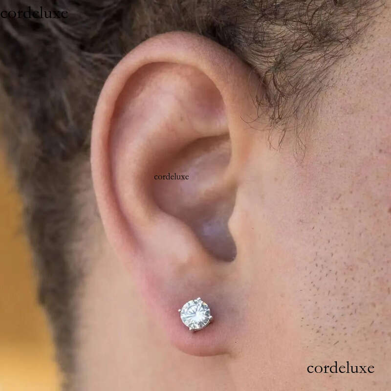 Pass Dia Tester Vvs1 D Color Moissanite Designer For Women Solid Sterling Sier 4 Prong Stud Earrings Gold Plated Screw Back Mens Jewelry Woman Gift 4f