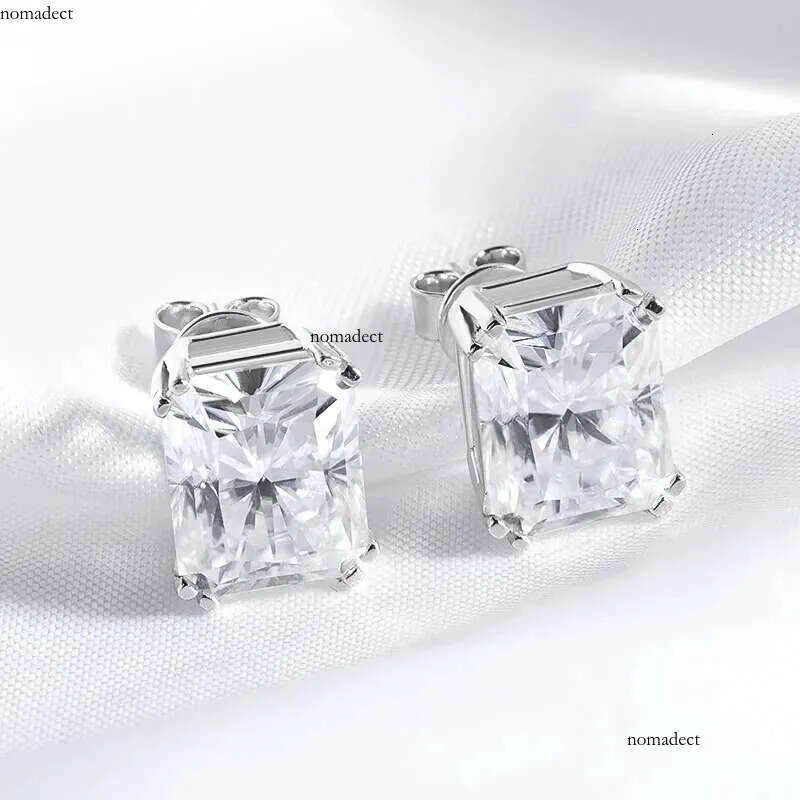 Smyoue 1CT 2CT 4CT Emerald/Radiant Cut Moissanite Stud Earrings for Women D Color Lab Dia Sterg Sier Jewelry 73