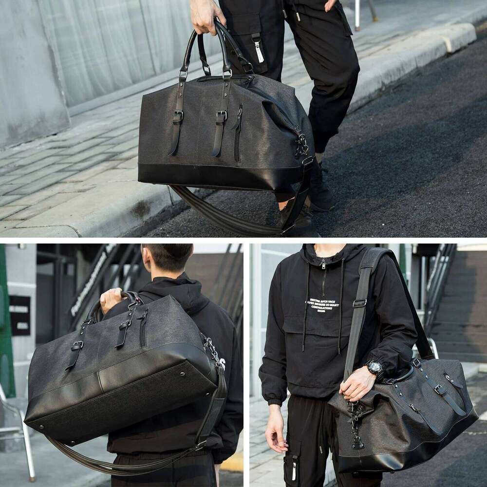 Designer Luxury Large Capacity Men Travel Waterproof Oxford Canvas Black Weekend Duffel Bag Sport Business Trip Daily Carry On Lage