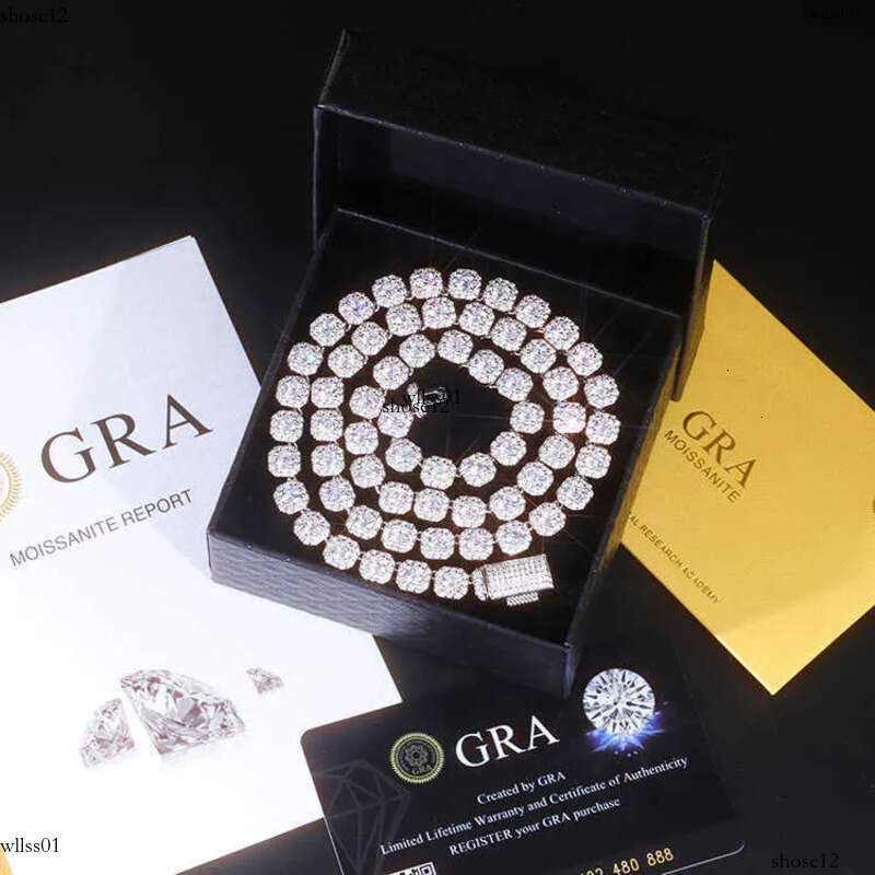 Necklace bracelet Moissanite Dia Custom Vvs Cuban Link S Sier 8mm Large Tennis Chain Solid Back Hiphop