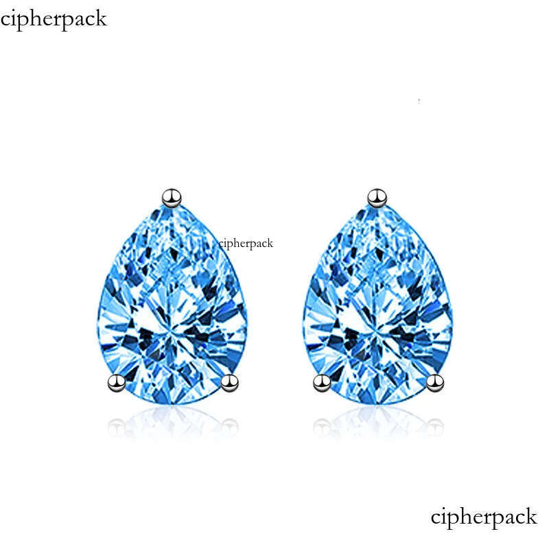 Rulalei Unique Brand Stud Earrings High Quality Jewelry Pure 100% Sterling Sier Water Drop Blue Moissanite Dia Party Women Wedding Earring Gift 16