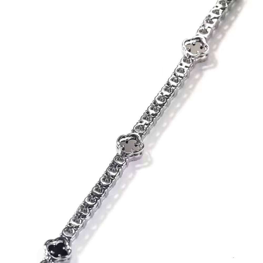 Fashion Jewelry for Women and Men 4mm Hypoallergenic sterling silver AAAAA CZ Black clover Tennis Necklace - view 6