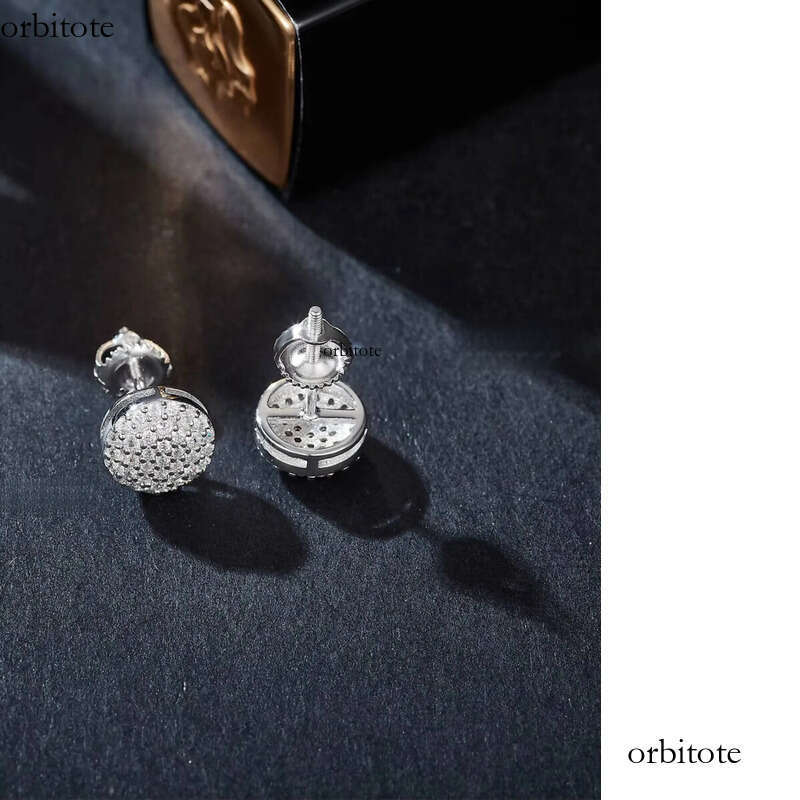Sterling Sier Moissanite Dia Stud Earrings Classic Style Screw Back with Iced Rhodium Plating Fine Jewelry e7