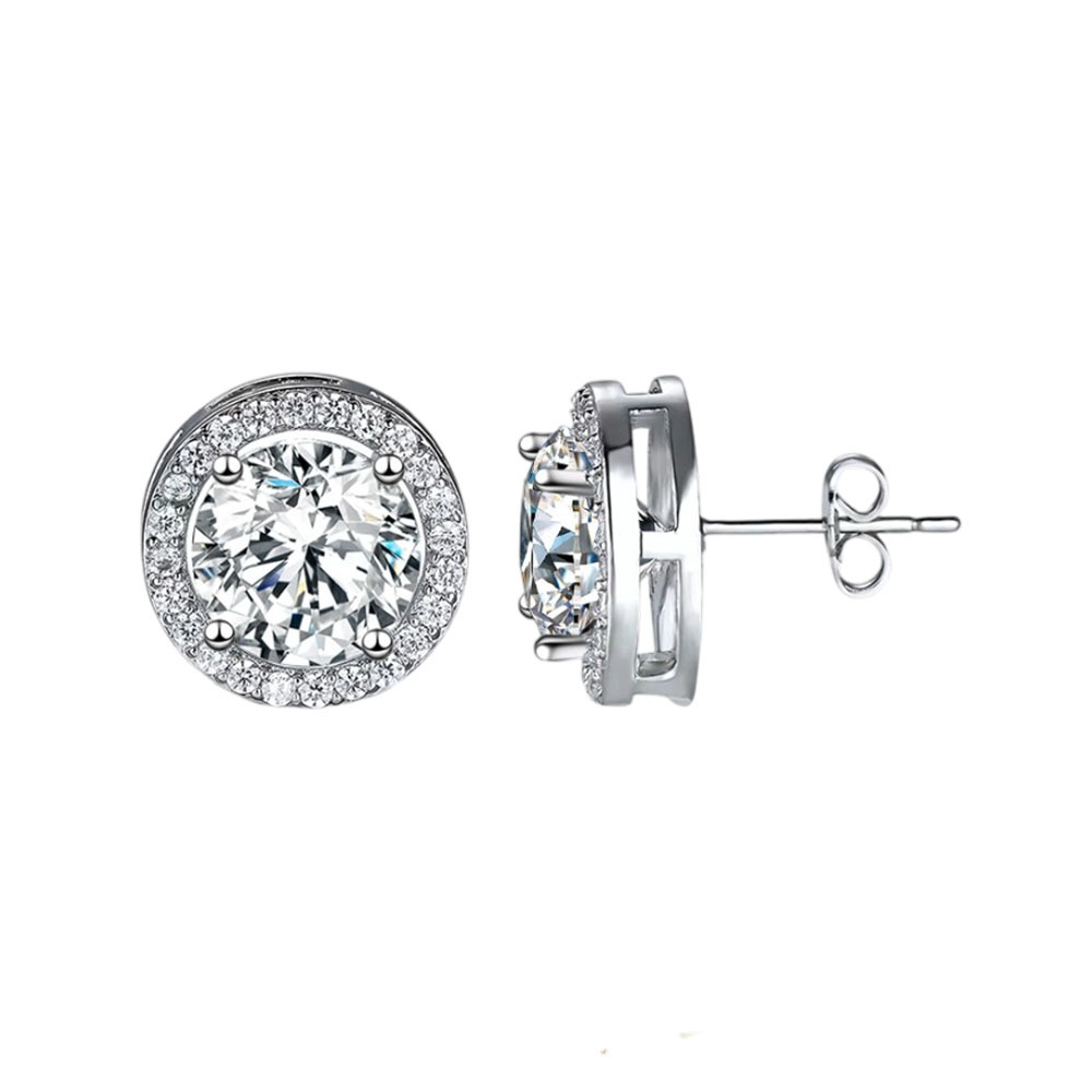 Moissanite Earrings Designer For Women With Certificate Solid Sterling Sier Plated Gold Circle Micro Inlaid Dia Stud Ear ring Mens Jewelry Woman Gift