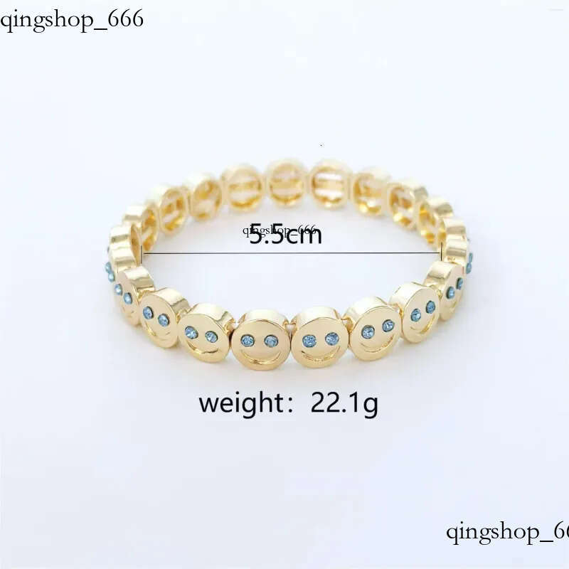 Gold Color Fashion Happy Face Girls Bracelet Cubic Zirconia Beads Golden Women Men Gifts Jewelry Access be