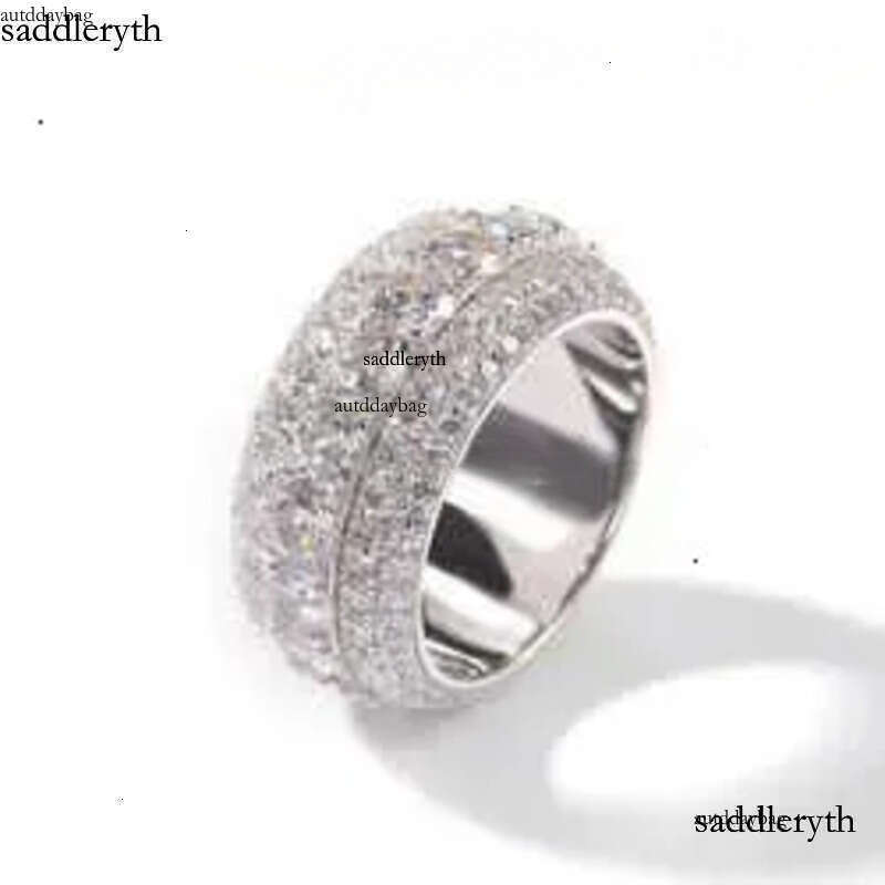 Sier Ring Moissanite Designer Jewelry Fashion Ice Crystal Men Women Hip Hop d2