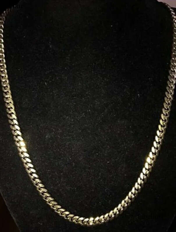 Moissanite Mens Gold Tone 316L Stainless Steel Necklace Cuban Link Chain with Dias Clasp Lock a2