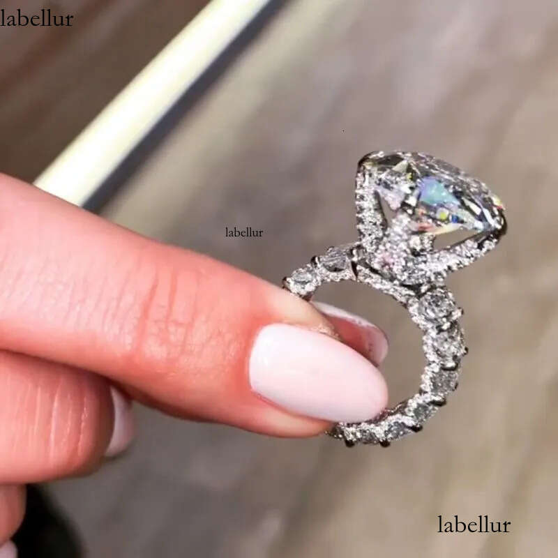 designer earrings Wedding Rings Jewelry Sparkling Pure 100% Sterling Sier Princess Cut Moissanite Dia Gemstones Party Eternity Women Ring Gift f6