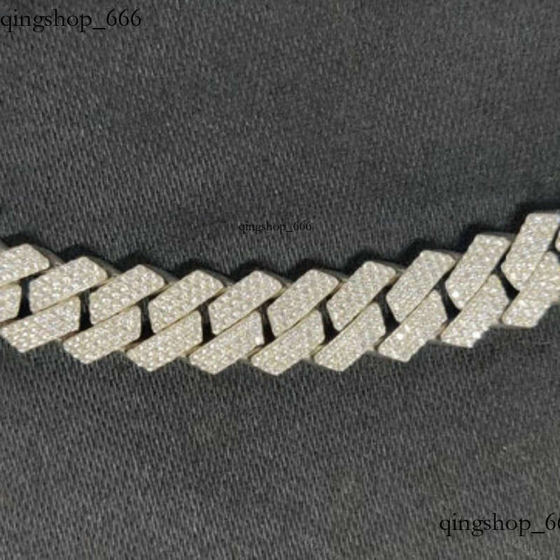 necklace moissanite chain Hip Hop Bling Vvs Moissanite Dia-studded Cuban Chain 12mm 3 Rows Sterling Sier Iced Out d1
