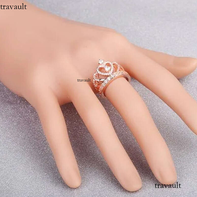 Classical Jewelry Crown Wedding Band Ring for Women Sterling Sier&Rose Gold Filled White Sapphire CZ Dia Finger Rings Gift