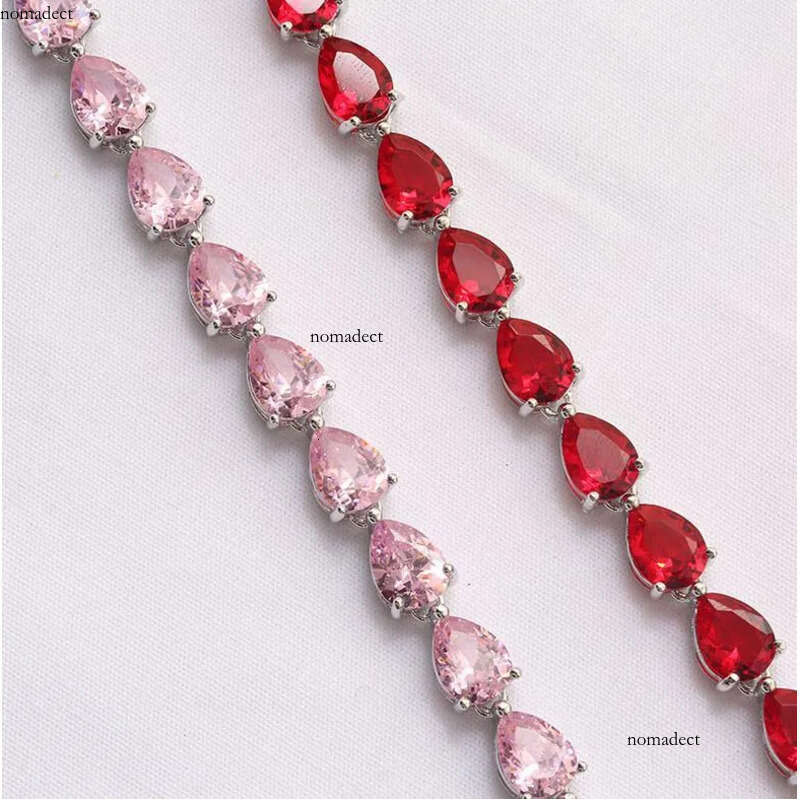 2020 Classical Fashion Jewelry Sterling Sier&rRose Gold Water Drop Pear Cut Colorful CZ Dia Women Wedding Bracelet For Lover Gift d8