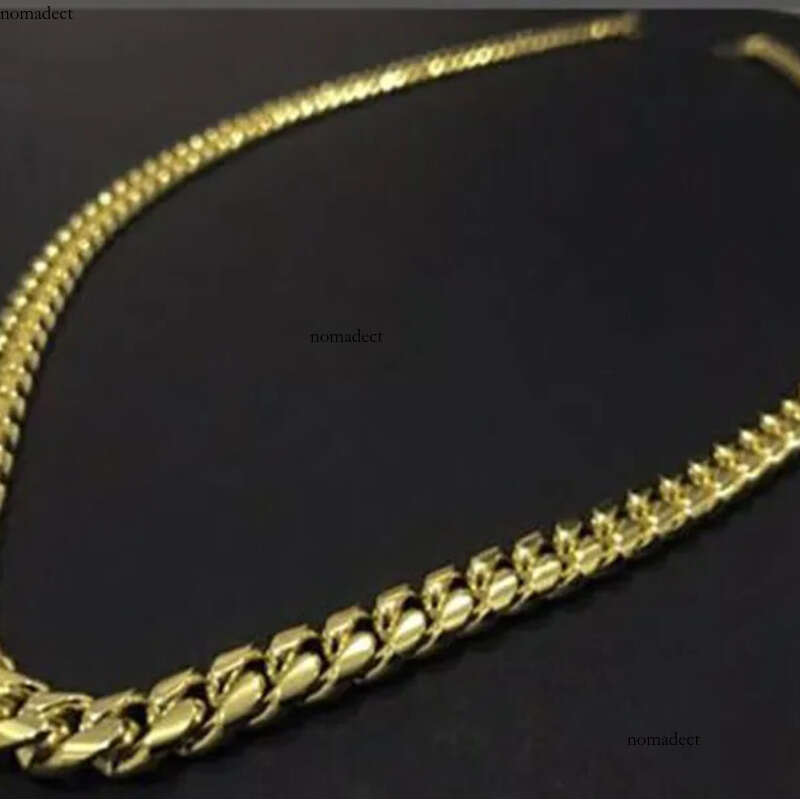 Moissanite Mens Gold Tone 316L Stainless Steel Necklace Cuban Link Chain with Dias Clasp Lock cc