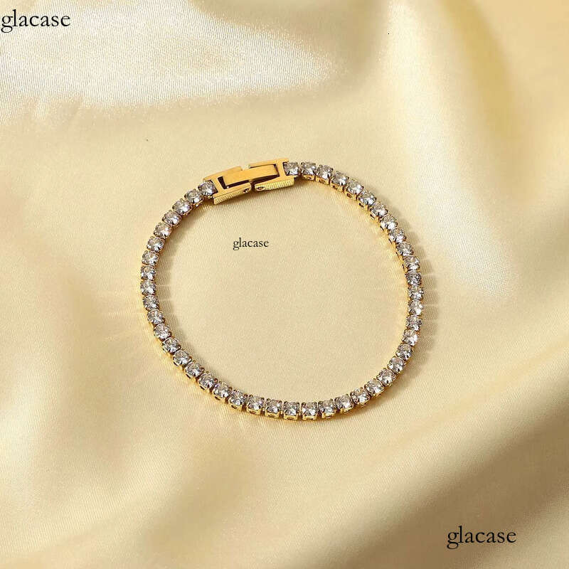 Accessories Women Jewelry Gold Plated Waterproof Stainless Steel Iced Out Chain Moissanite Tennis Bracelet 81