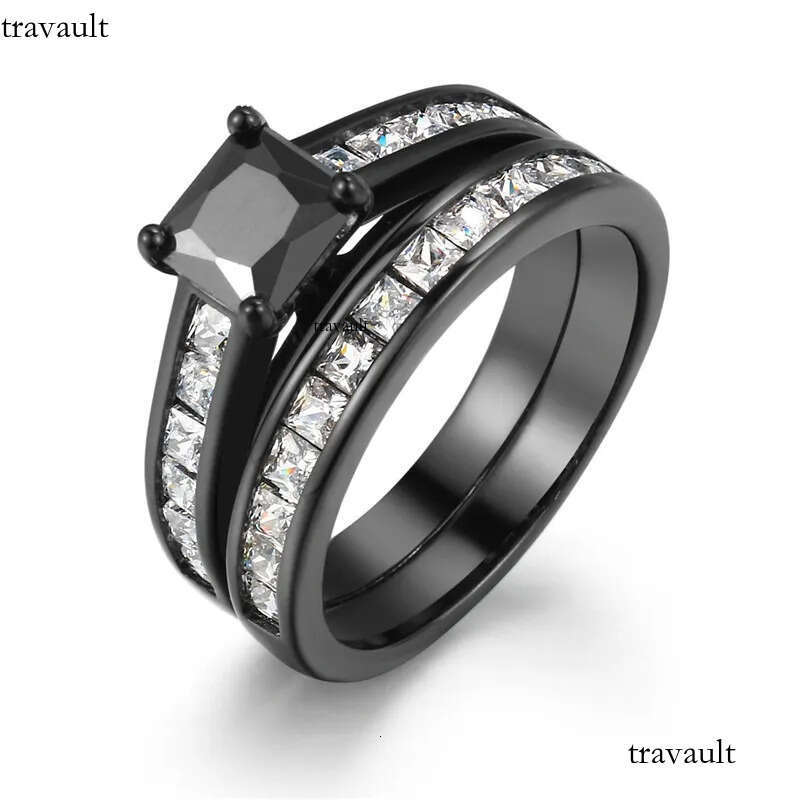 Princess cut Lab Dia Promise Ring sets Sterling Sier Party Wedding Rings for Women Bridal Fine Zircon Engagement Jewelry Gift