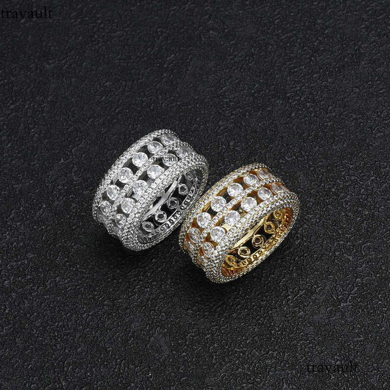 Dia Hip Hop Fashion Men's s Sterling Sier Set Moissanite Ring