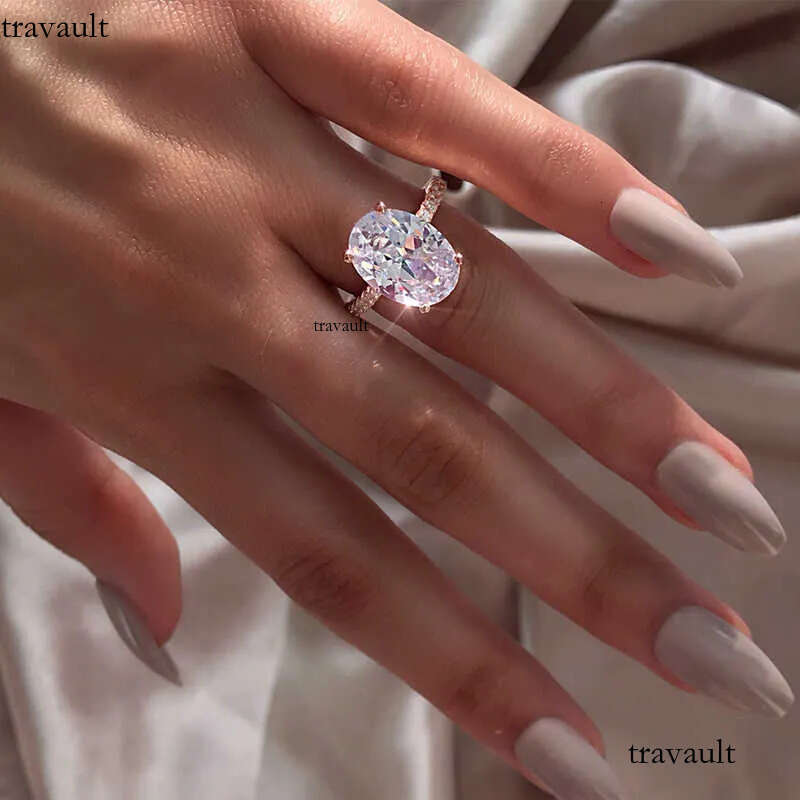 Extra large dia ring Classic 100% Sterling Sier 9 CT Oval Created Moissanite Gemstone Wedding Engagement Ring Fine Jewelry Gift