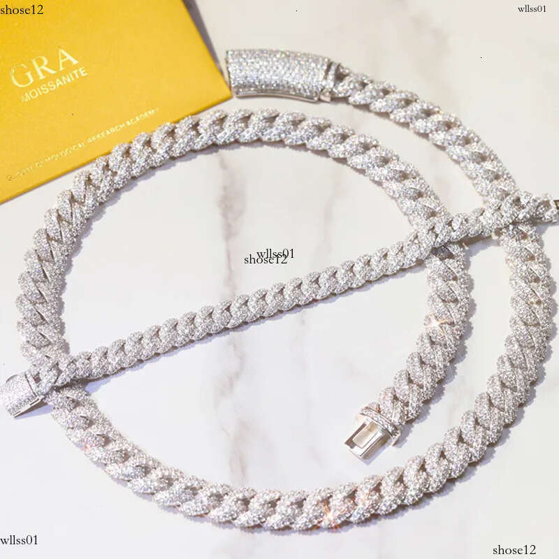 Rts Hip Hop 6mm 9mm 13mm Wide Sier d Color Moissanite Necklace Cuban Link Chain