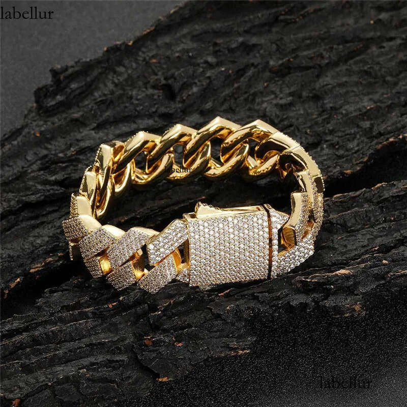 necklace moissanite chain Sier Bracelet 19mm Wide Ice Flower Miami Cuban Chain Necklace Men Hip Hop Jewelryy 54