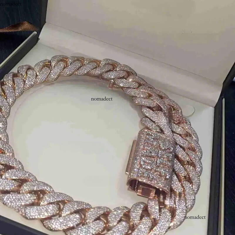 designer jewelry moissanite Pendant Necklaces Jewelry Hip Hop Rose Gold Custom Made Name Clasp Miami VVS Moissanite Dia cuban k iced out chain 62