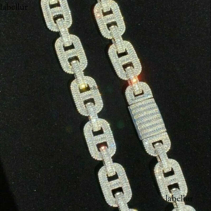 Ice out bracelet moissanite chain Vvs Cuban Chain Link Baguette Moissanite Dia Mariner f2