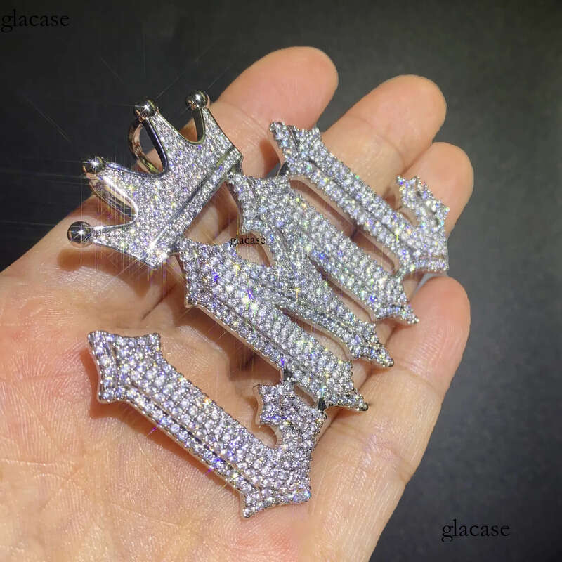 DIY Custom A-Z Burr Letters Name Pendant Necklace TopBling 5A Zircon Crown Clasp Jewelry d3