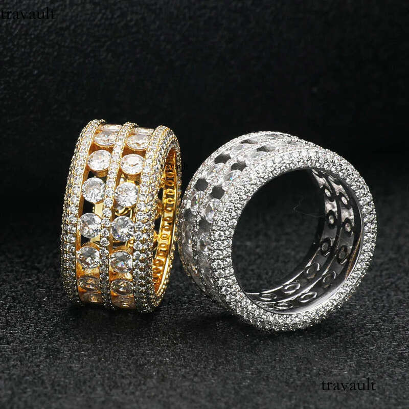 Dia Hip Hop Fashion Men's s Sterling Sier Set Moissanite Ring