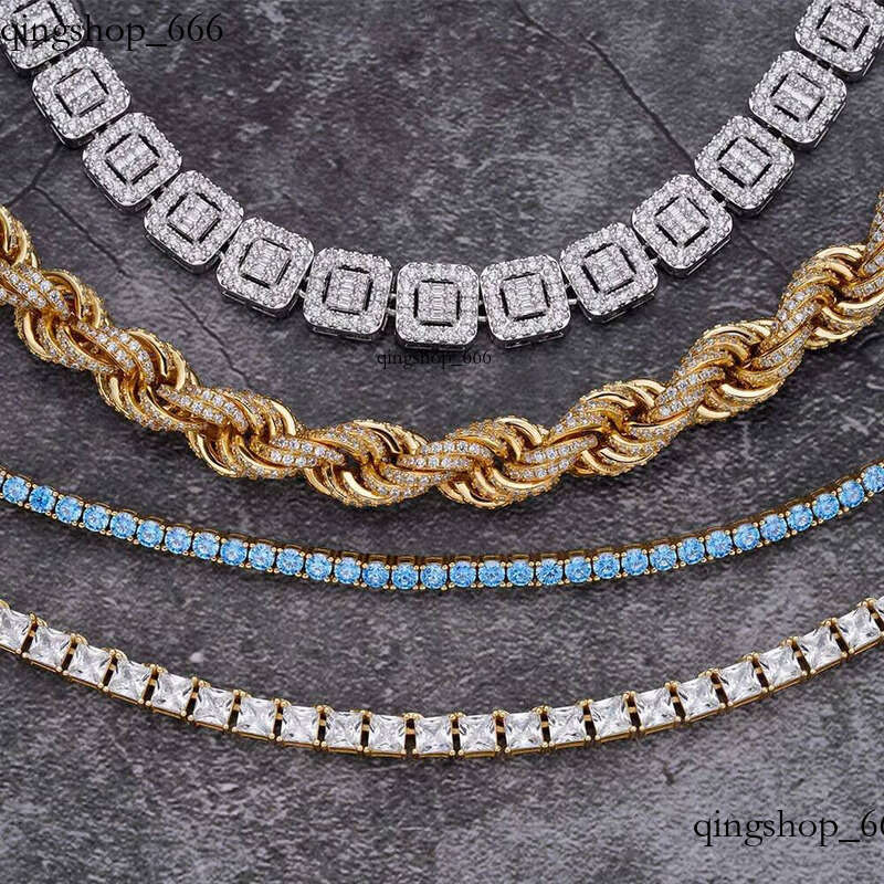 necklace moissanite chain Hip Hop Sier VVS D Color Moissanite Bracelet Bangle Anklet Necklace Choker Men Jewelry Iced Out Rope Chai 6f