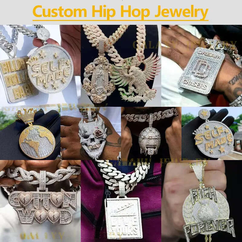 Pass Dia Tester Vertical Name Personalized Custom Jewelry Sier Iced Out Moissanite Letter Pendant