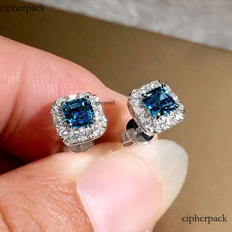 Geometric Square Crystal Zircon Stud Earrings Charm Designer Jewelry Woman Gold Plated Green Dia Ear Ring Gift dc