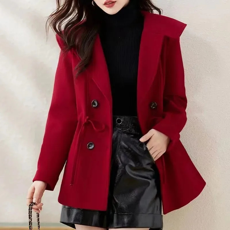Women Woolen Jacket 2025 Autumn Winter Mid length Versatile Comfortable Female Coat Elegant Trend Ladies Wool Overcoat 251029
