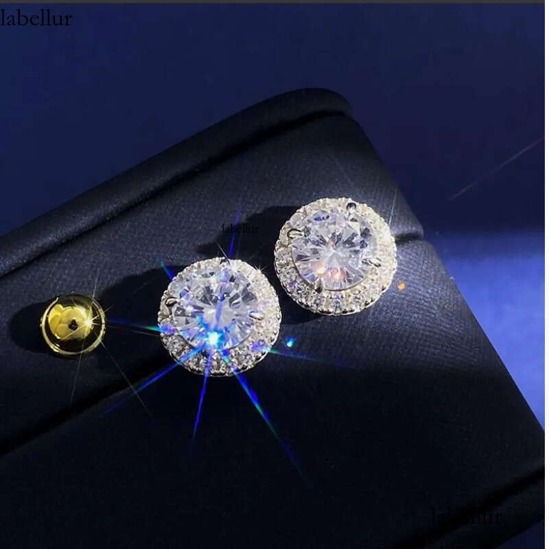 2024 Drop Ship Stud Earrings Simple Fashion jewelry Sterling Sier Round Cut 5A Cubic Zircon CZ Dia Gemstones Party Women EarringGift 57