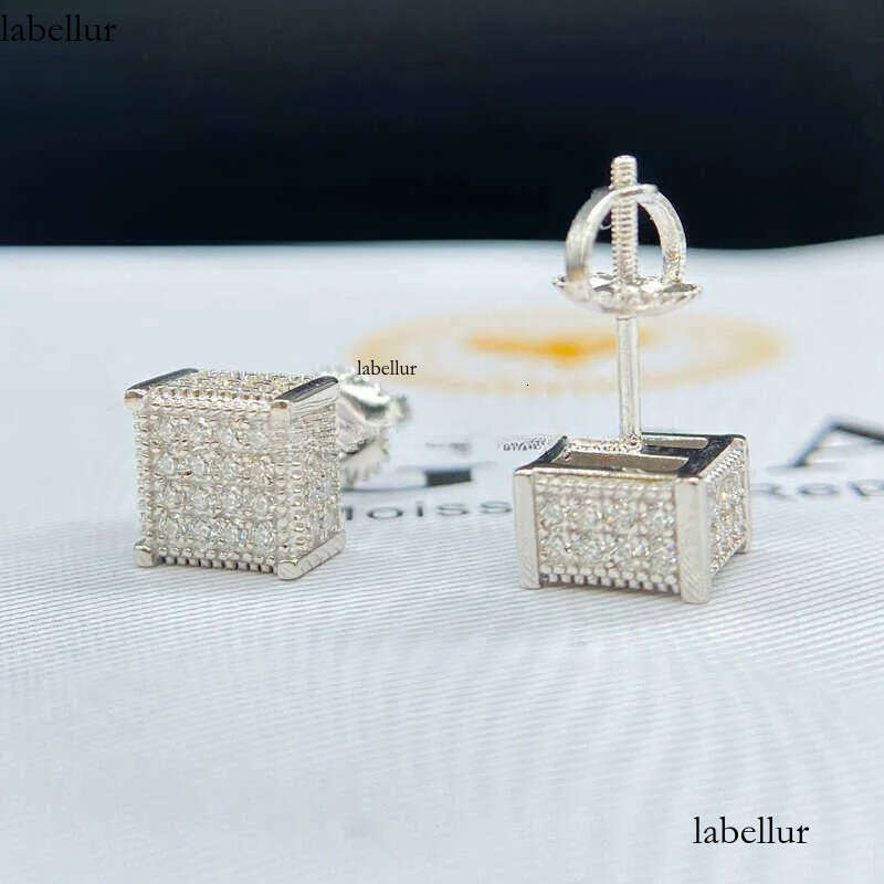Fashion Jewelry Beautiful Fine Box Packaging Sterling Sliver Moissanite Earrings For Men Or Women 2a