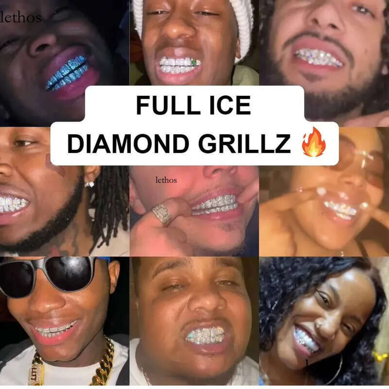 Pass Dia Tester Princess Cut Custom Moissanite Grillz Hiphop Jewelry Sier Gold Iced Out Dental Grills for Teeth 1c