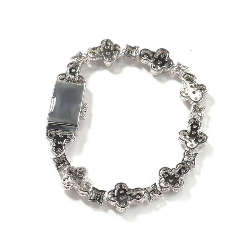 New Designer Simple fashion 10mm cross floral micro-dia bracelet Hip Hop Moissanite hand jewelry