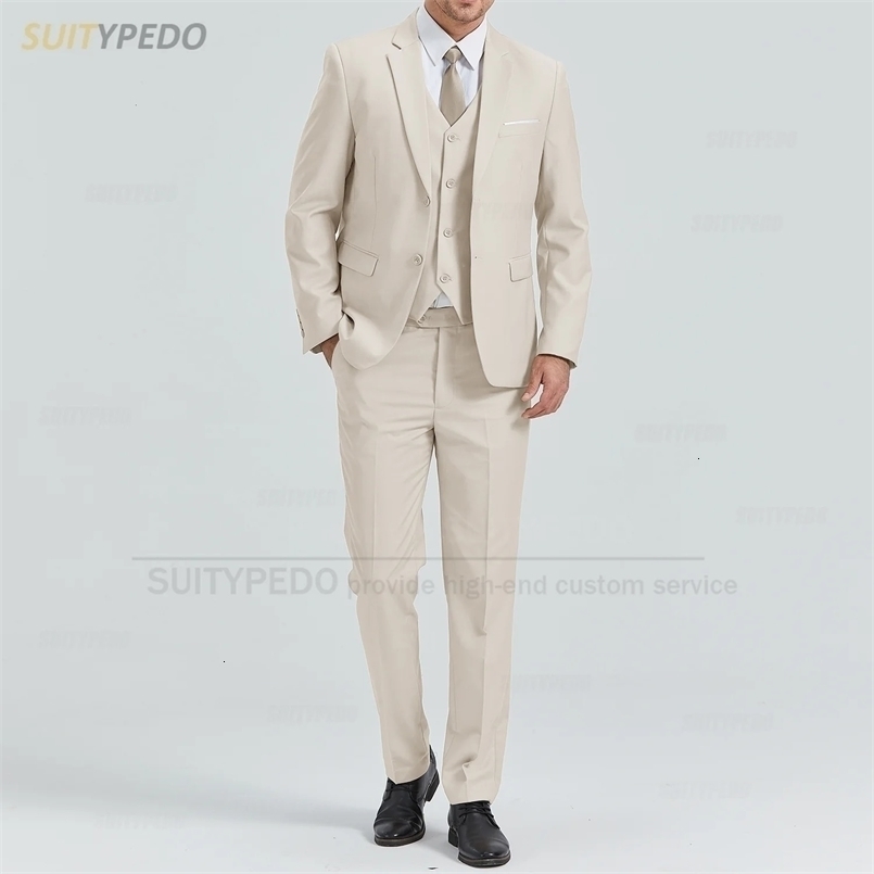 Classic mens ultra-thin fit formal 2 button jacket vest pants 3 pieces business wedding dress mens fashion mens suit 241112