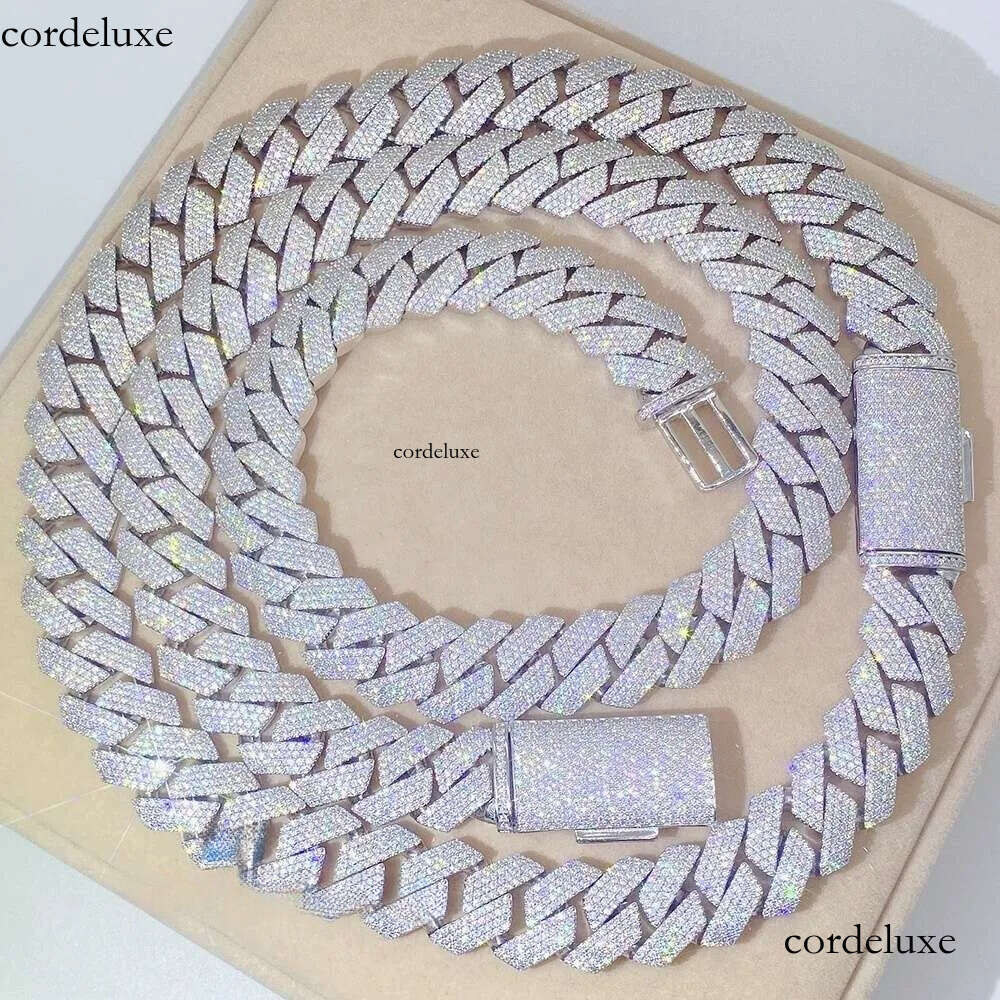 Hot Selling Sterling Sier Hip Hop Jewelry Pass Dia Tester 15Mm 18Mm 20Mm Miami Moissanite Cuban Link Chain 02