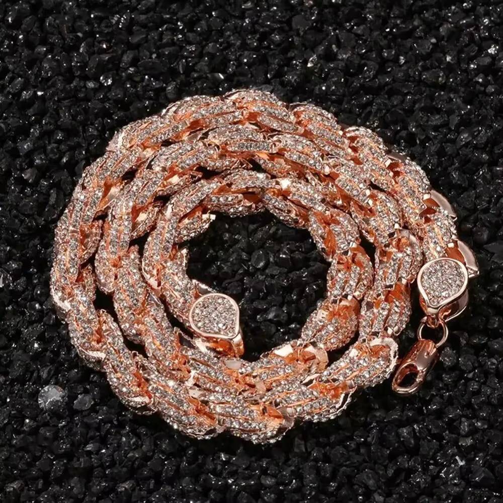 10MM Rope VVS Moissanite Cuban Link Iced Out Chain Plated 14k Gold Pass Diamond Tester Handmade Hiphop Bling Gift 925 Silver - view 4