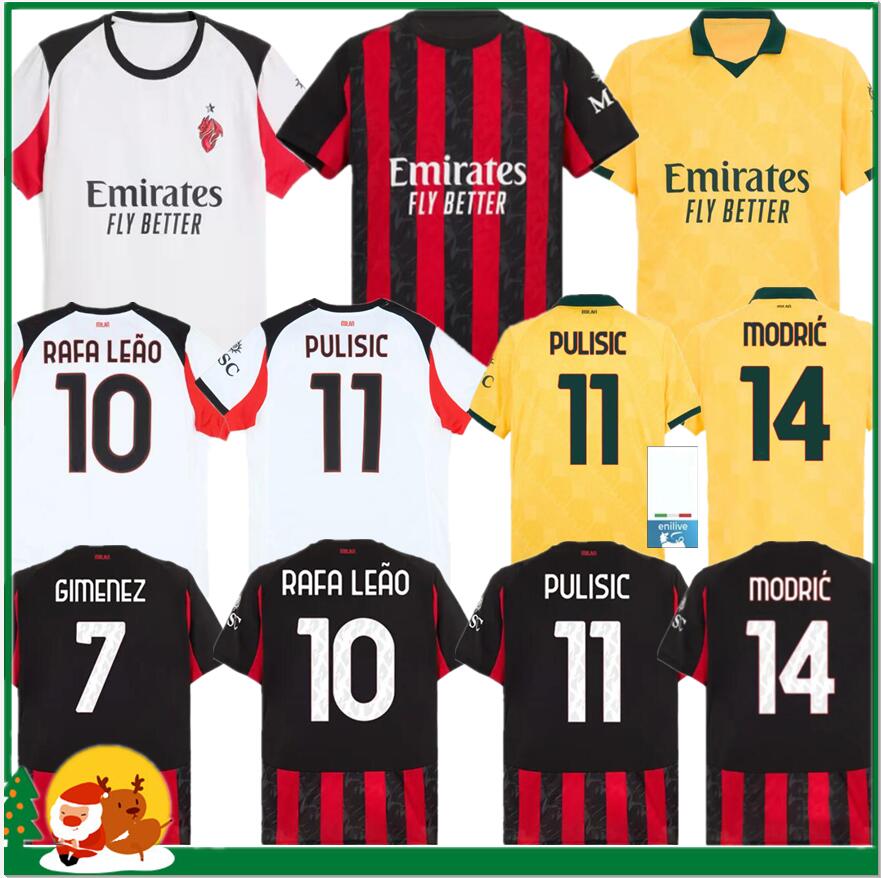 25 26 MilAnS Maglia GIROUD RAFA LEAO PULISIC 125 2025 2026 Soccer Jersey GIMENEZ JOAO FELIX THEO Kid Kit Home Away 3Rd Football Shirts Calcio