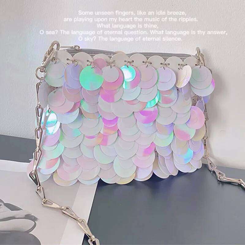 Designer Luxury For PVC Sequins Chain Woven Bag Women Evening Bags Purses And Handbags